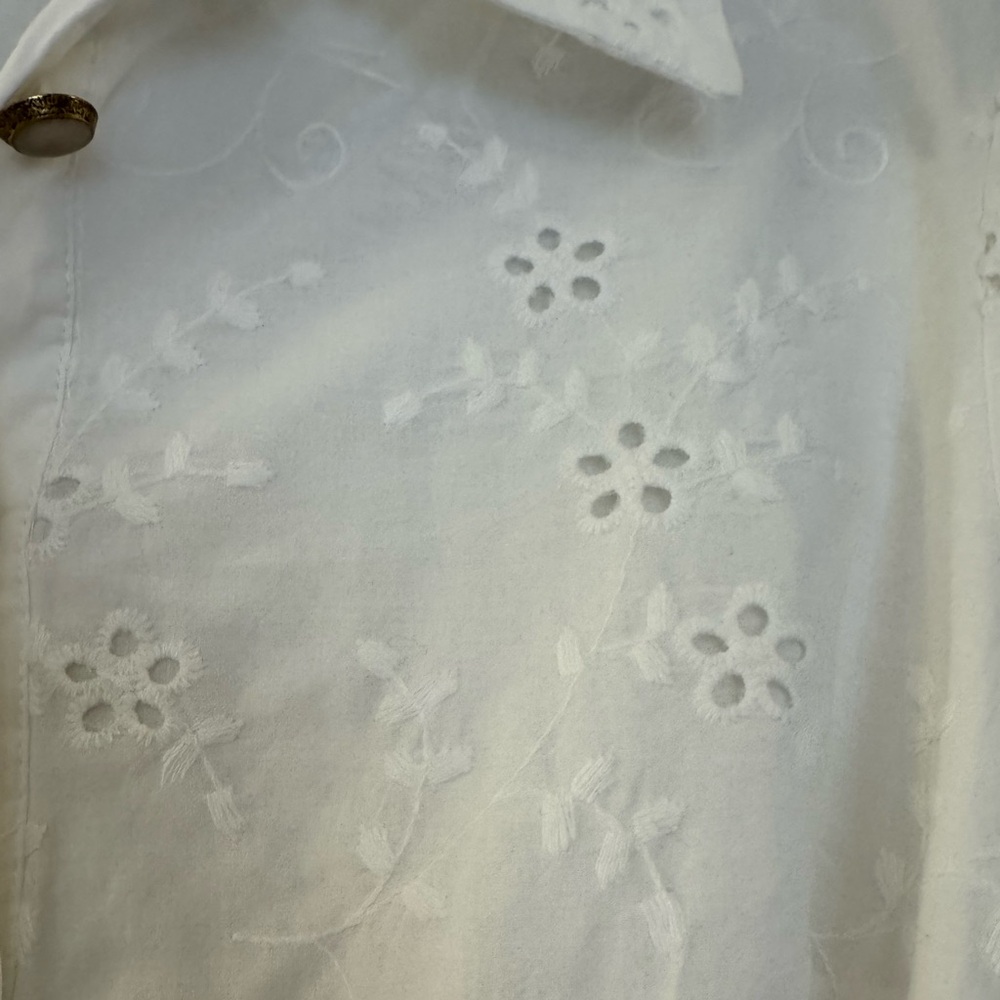 Zara White Long Sleeve Eyelet Dress - Picture 3 of 7